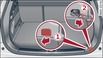 Luggage compartment (rear right): Cover cap